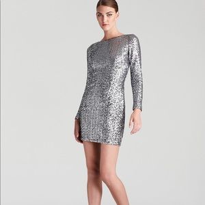 Bloomingdale’s Aqua V-Back Sequin Dress size 12